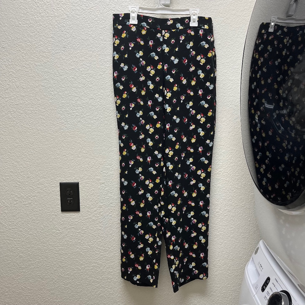 Floral Print Black Trousers